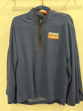 Nike Navy Blue Half-Zip Sweatshirt with Orange Accent